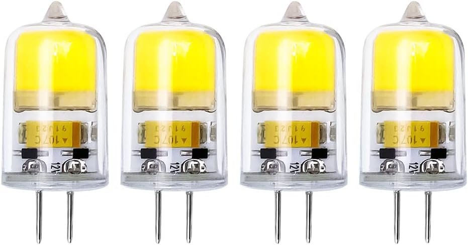 G4 LED Bulb, 12V JC G4 Bi Pin Bulb, G4 20W 30W Halogen Bulb Replacement,Daylight White 6000K 12V Dimmable 4-Pack