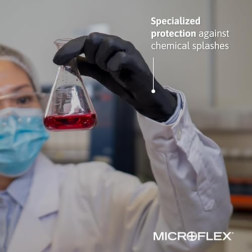 Miniatura 4 de Microflex Onyx N64 - Guantes desechables de nitrilo para examen de automoción, fabricación de metal con puntas de los dedos texturizadas, talla L,