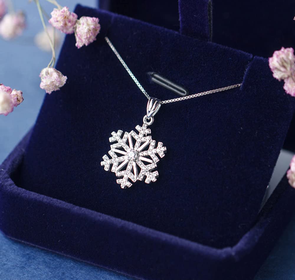 Srebrny naszyjnik, naszyjnik z płatkiem śniegu dla kobiet S925 Sterling Silver płatek śniegu z cyrkonią naszyjnik Dainty modny Choker naszyjnik łańcuszek Bohemia biżuteria dla jej dziewczyn pary