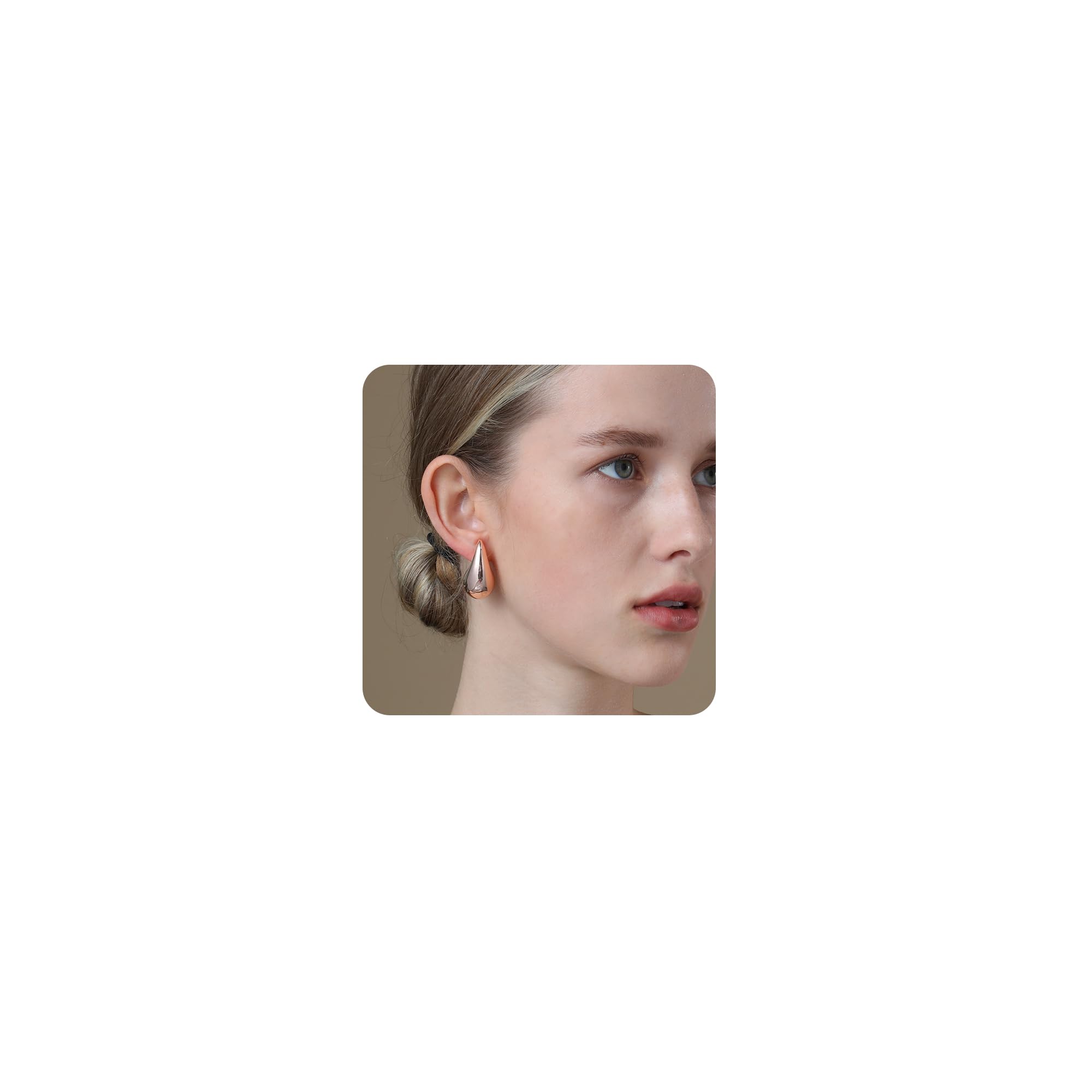 Apsvo Chunky Gold Hoop Earrings for Women, Dupes Earrings Lightweight Waterdrop Hollow Open Hoops, Hypoallergenic Gold Plated Earrings Fashion Jewelry