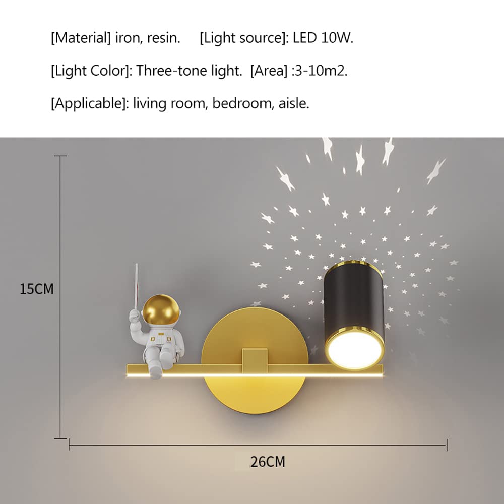 Kinkiety do sypialni, kinkiety ścienne, nowoczesna lampa ścienna LED 10 W, projektor gwiazd, ściemniana oprawa ścienna 3000 K-6000 K, świeci