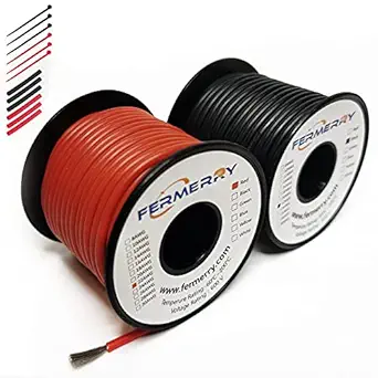 Fermerry 22 Gauge Silicone Stranded Wire Kit Electric Wire Black and Red 25Ft Each Tinned Copper Hook-up Wire