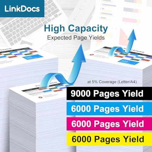 Image of LinkDocs 213X W2130X W2131X W2132X W2133X High Yield Toner Cartridge Use for HP Enterprise 5700 MFP 5800 6700 6701 6701dn MFP 6800 6801 X55745 X57945 X654 X677 Printers (4 Pakc)