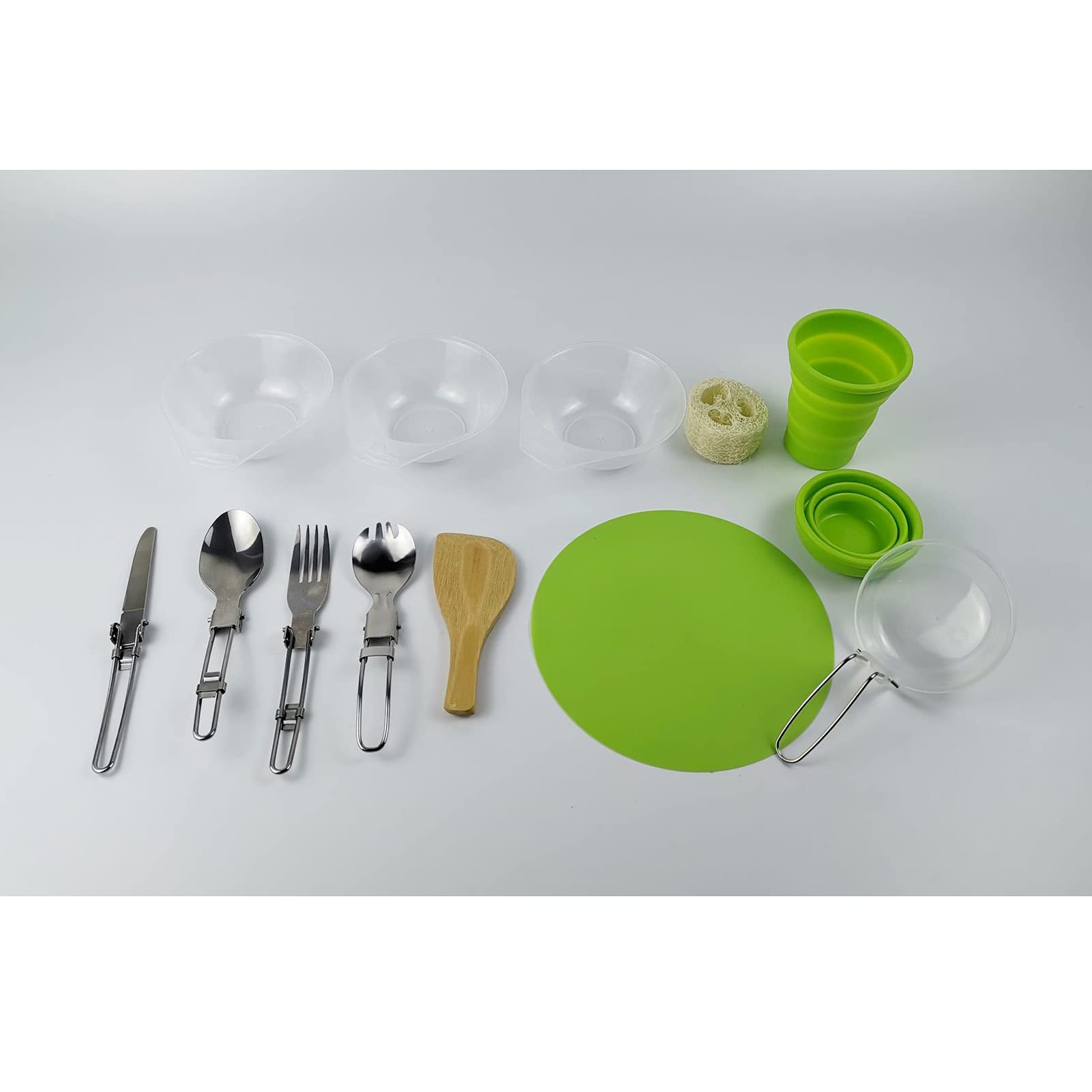 Camping Conjunto Aluminio Camping Kit Utensilios De Cocina para 2-3 Personas, Pan Parrilla Al Aire Libre Portátil Hervidor De Estufa para Picnic Trekking Y Senderism Green-One Size