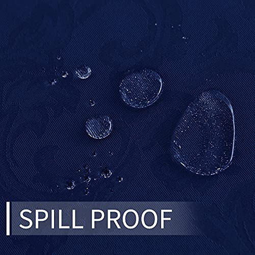 Obstal Solid Flower Jacquard Table Cloth - Heavy Duty Waterproof Wrinkle Free Microfiber Tablecloth, Decorative Fabric Table Cover For Outdoor And Indoor Use (Navy Blue, Rectangle 60 X 102 Inch) #TOP1