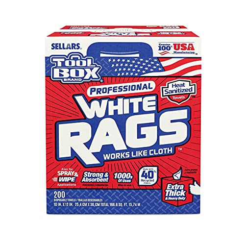 Image of Sellars 58202 ToolBox White Rags Box, 10 inch x 12 inch (6 Boxes of 200 Sheets)