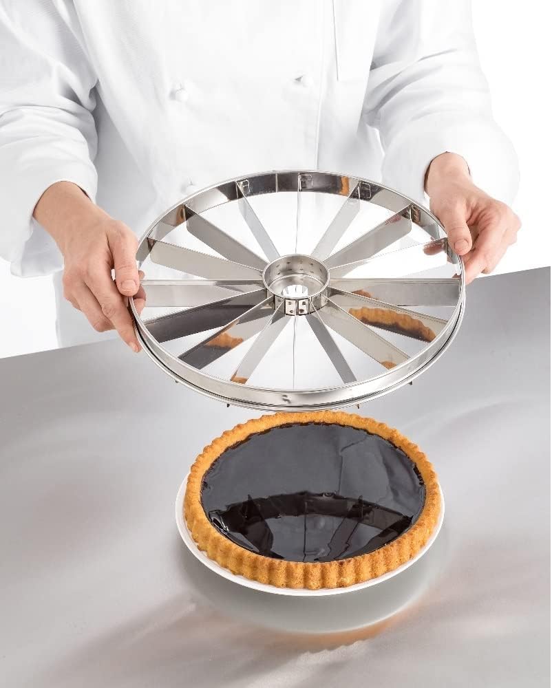 Professional Pie Slicer and Cake Divider | Stainless Steel Pie Portion Cutter Press Cake Marker Evenly14 Portions