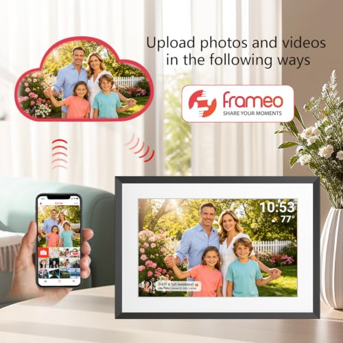 Image of 32GB FRAMEO 10.1 Inch Smart WiFi Digital Photo Frame 1280x800 IPS LCD Touch Screen, Auto-Rotate Portrait and Landscape, Share Moments Instantly via Frameo App from Anywhere