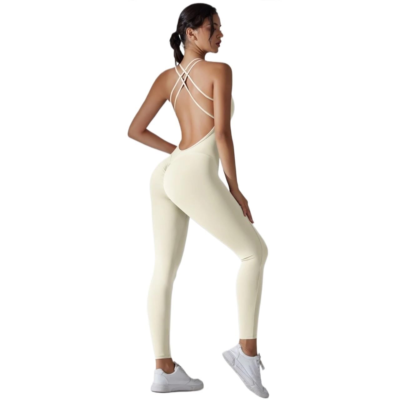 Damen Gym Set Yoga Body Strampler Rückenfreies Set Fitness Einteiliger Sportanzug Stretch Gym Kleidung Push Up