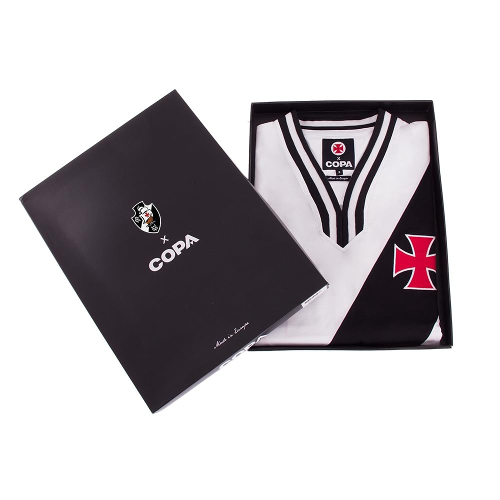 COPA - Maglia retrò - Calcio - Uomo - Vasco da Gama 1975 - Bianco - 50% Cotone – 50% Poliestere