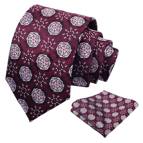 Image of Alizeal Mens Vintage Solid Plaid Tie with Pocket Square 3.15inches Necktie Set