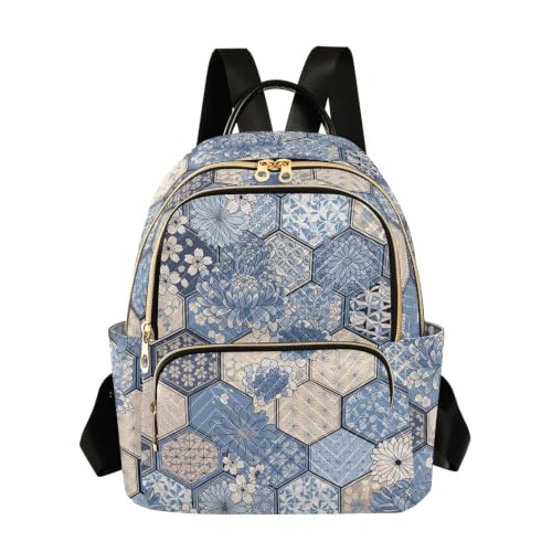 Sac d'école et de voyage matelassé bleu cerise floral pour les escapades urbaines