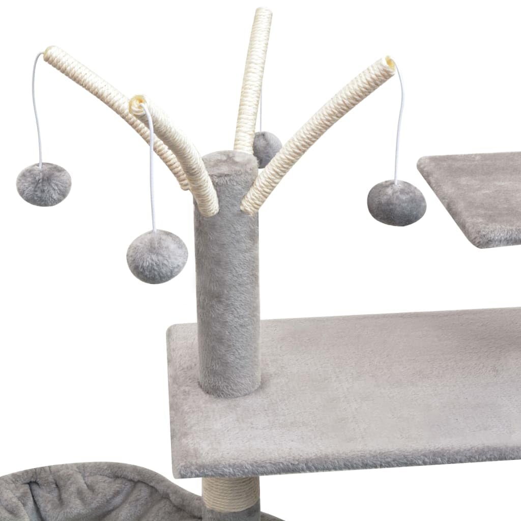 Rascador para gatos, 125 cm, de madera maciza con sisal, felpa, cueva, hueco y plataformas para el cuidado de las garras, escalada, juegos y zonas de descanso en el salón