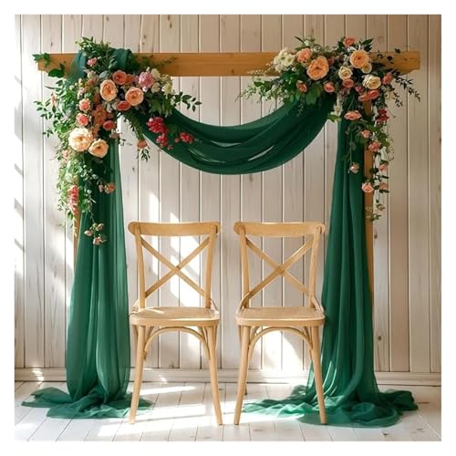 Tenture mariage mousseline de soie drapé premium vert foncé 70x600 cm pour fête raffinée