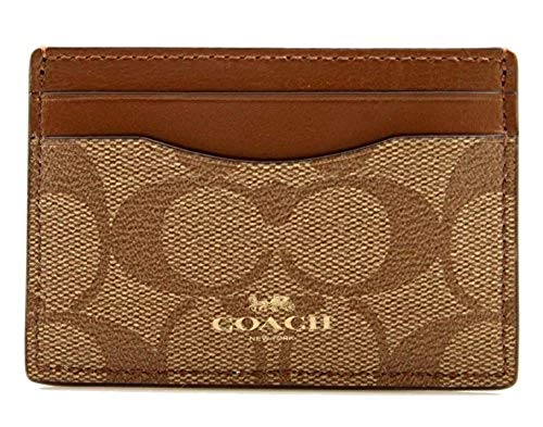 Coach Signature PVC Card Case (IM/Khaki/Saddle)