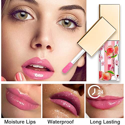 Bingbrush 3 Pcs Color Changing Lip Gloss Lip Oil Tinted, Peaches Strawberry Watermelon Magic Mood Lipstick , High-Shine Clear Ph Color Change Lip Stain Lip Balm, Longlasting Lips Will Not Dry Out,Brillo Para Los Labios #TOP4