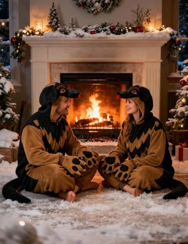 MAMHSABC Unisex Erwachsene Deutscher Schäferhund Einteiler Tier Cosplay Einteiler Pyjama Weihnachten Halloween Kostüm Nachtwäsche für Frauen, Einteiler mit Deutschem Schäferhund, M