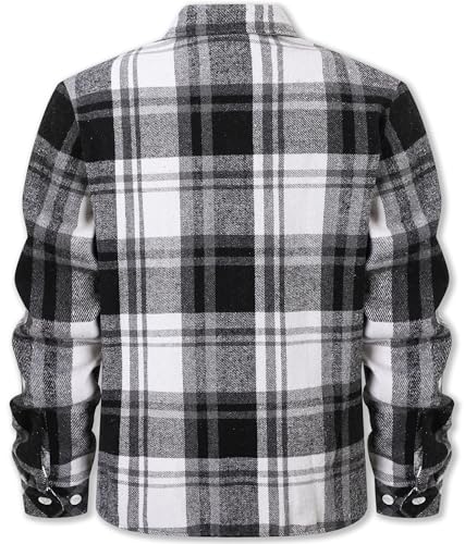 Image of Cromoncent Mens Boys Thick Flannel Shirt Long Sleeve Shirt Jacket Casual Button Down Multi Pockets Shacket