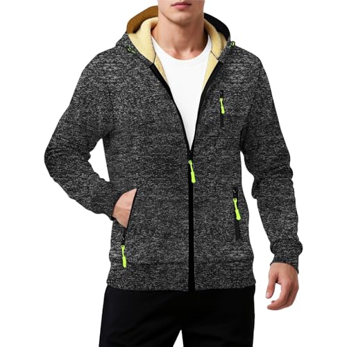 Sweat à capuche zippé homme anti-froid en coton et polaire