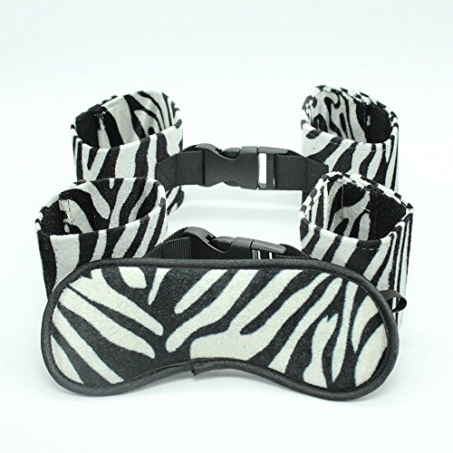 AnHua Â®3pcs/Set Black White Leopard Adult Game Toy Eyeshade+Handcuff+Footcuff Sexy Product Set for Women