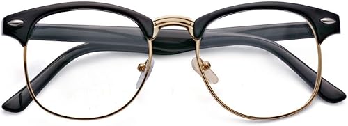 Miniatura 4 de Outray gafas con lentes transparentes de cuerno lustrado medio marco clásicos retro vintage