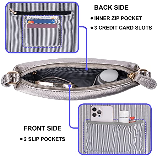 Image of Solene Small Multi Zipper Pocket Crossbody Bag with Adjustable Strap, Lightweight Travel Purse, Daily Small Messenger Pouch
