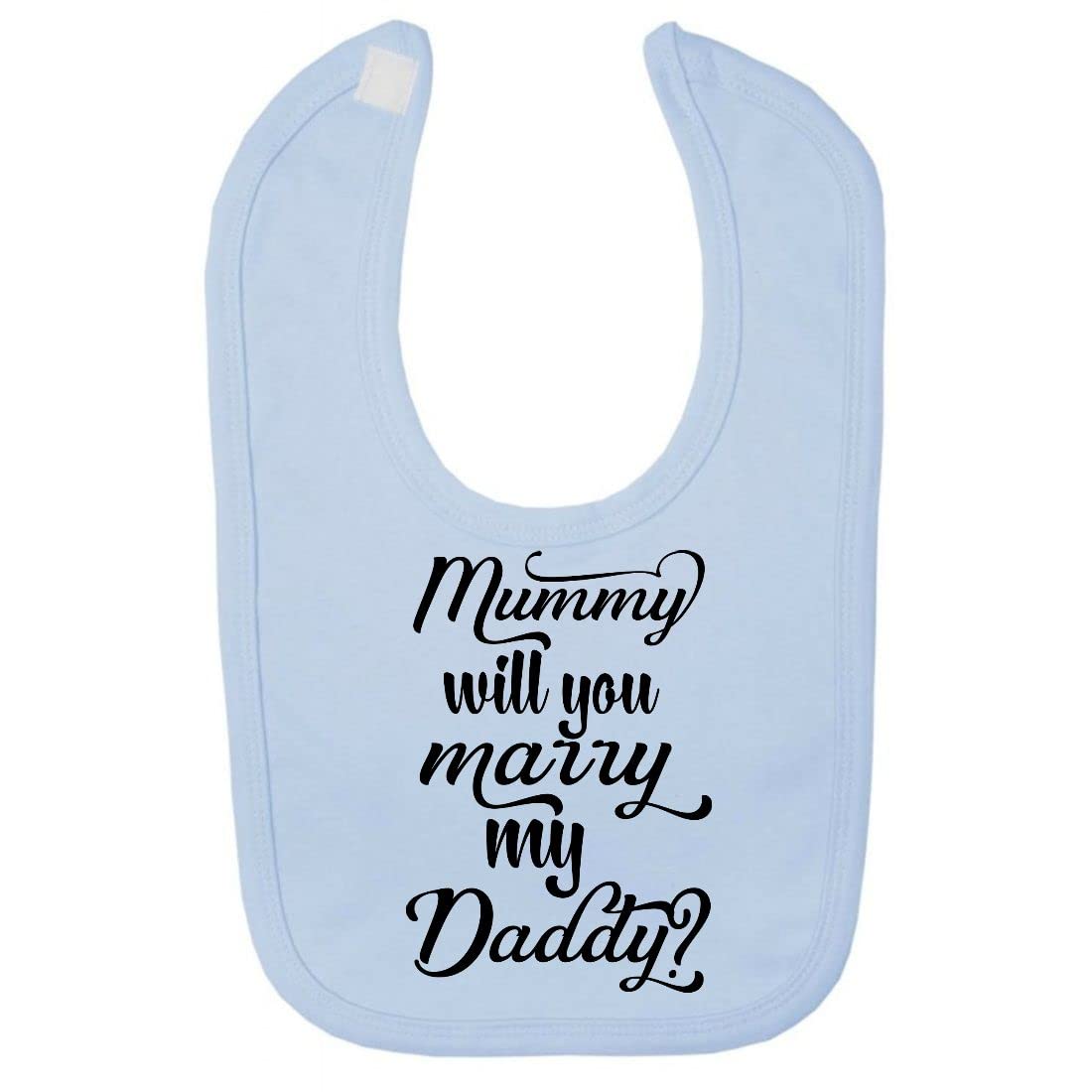 Miammo Mummy will you marry my daddy? Classic proposal cotton baby bib - Pastel Blue