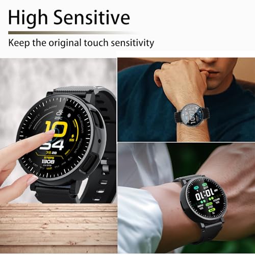 Image of [4-Pack] Screen Protector Case with Tempered Glass Compitible with Amazfit Active Max Smart Watch, Hard PC Case Screen Protector Cover Bumper Accessories for Women Men