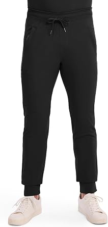 Cherokee Mens Mid Rise Jogger Scrub Pants with Zipper Cargo Pocket 360 Stretch Moisture Wicking PROTX2 Fabric - CK004A