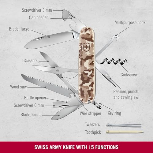 Image of Victorinox Swiss Army Knife - Huntsman - 15 Functions, Multi-utility tool - Camouflage Brown, 91 mm, Medium (1.3713.941)
