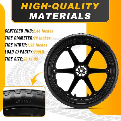 20" Flat Free Wheels Compatible with rubbermaid Wheelbarrow Tires (5/8 inch bearing) by Lucky Seven - Used condition - Image 3