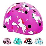 Hornit Mini Lids Kids Helmet. Fully-Adjustable Multi-Sport Hard Shell Helmet with Rear Safety Light, Small, Unicorn