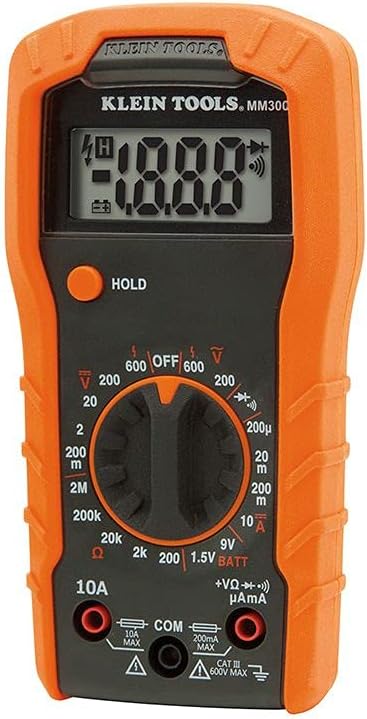 Klein Tools MM300 Multimeter, Digital Manual-Ranging Voltmeter, Tests Batteries, AC/DC, Current, Resistance, Diodes, and Continuity, 600V