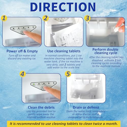 Image of Ice Machine Cleaner Maker and Descaler - 100 Ice Maker Cleaner Tablets Compatible with All Major Brands, Nickel Safe Descaler Countertop Portable Commercial Icemaker Cleaning Solution