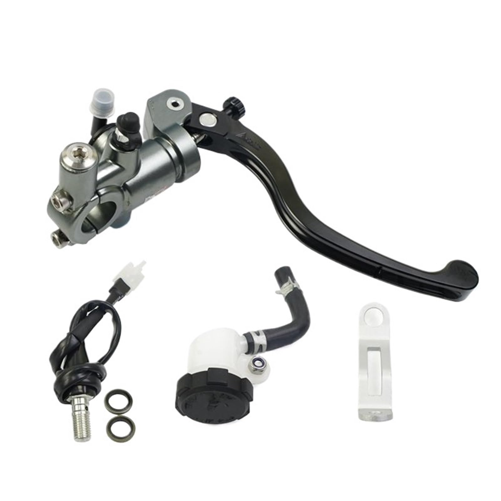 Ouvecr Grey Right 16Mm Motorbike Brake Levers Radial Mounting 14Mm 16Mm 17.5Mm 19Mm Motorcycle Brake Clutch Master Cylinder Lever(Grey Right 16Mm)