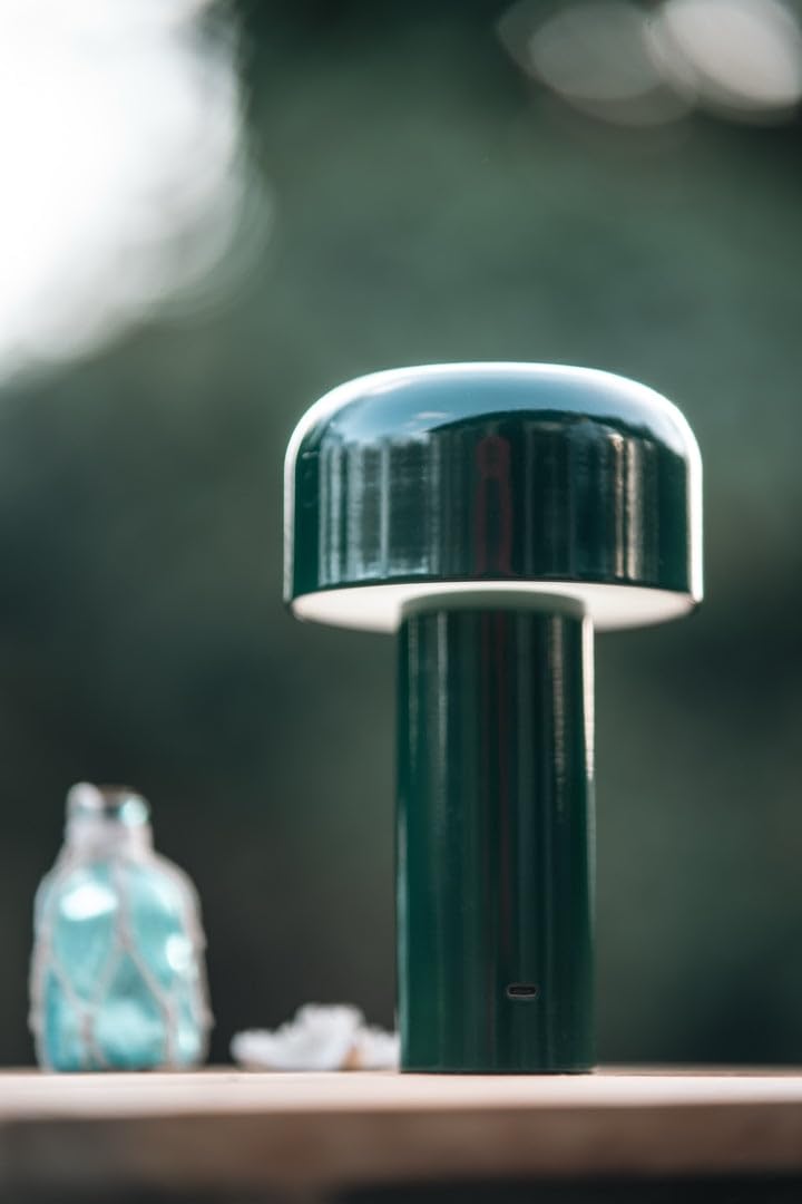 Luxus - Tischlampe Touch - Luna - Blau - H30 x Ø16 - Terrassenlampe - Schreibtischlampe - LED - Wiederaufladbar - Dimmbar - Kabellos - Batteriebetrieben - Tischlampe für innen und außen