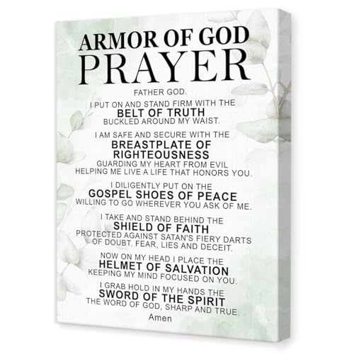 Armor of God Prayer Wall Art,Scripture Religious Canvas Wall Decor
