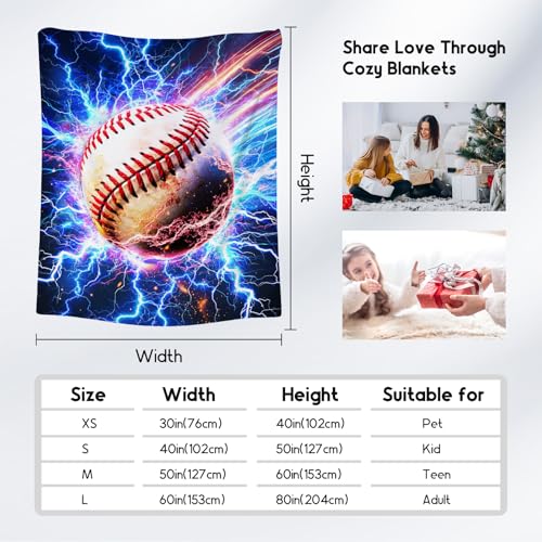 Baseball Blanket Gifts Kids Blanket for Boys - 60" x 80" Soft Cozy Throws for Men, Adults & Sport Lovers