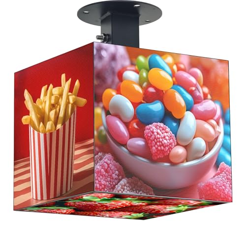 Image of P2.5 Magic Cube Indoor LED Display, 5-Sided Full-Color Programmable Digital Sign with WiFi App Control, GOB Protective Surface, Supports Text Images Videos Clock for Store Advertising