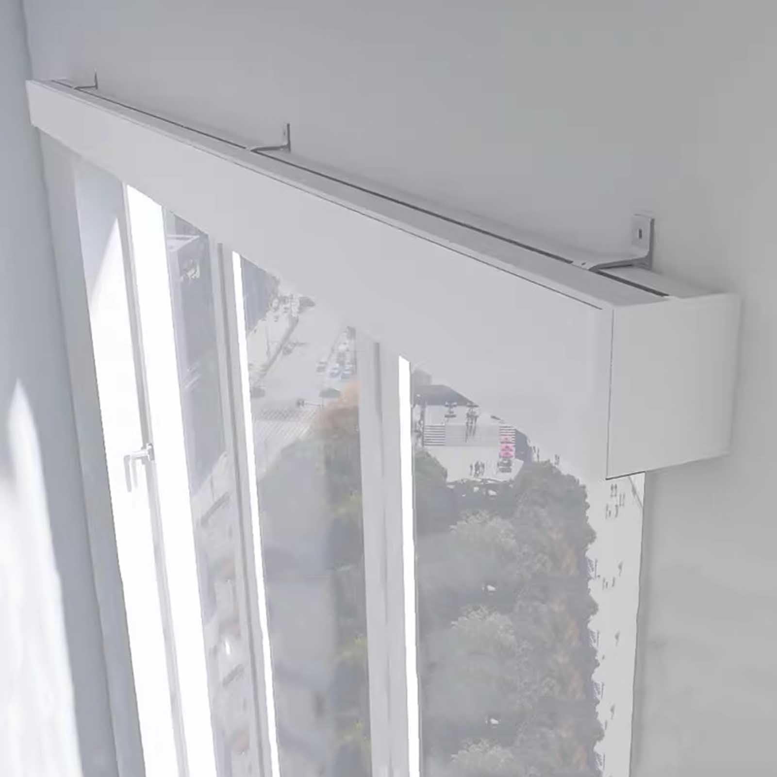 SFNIOKFG Curtain Track Rod & Valance Wall Mounted, 100-700cm Curtain Box Pelmet Rail, White Curtain Pole Set, Metal Curtain Rails for Bedroom Bay Window(110cm/3.6ft)