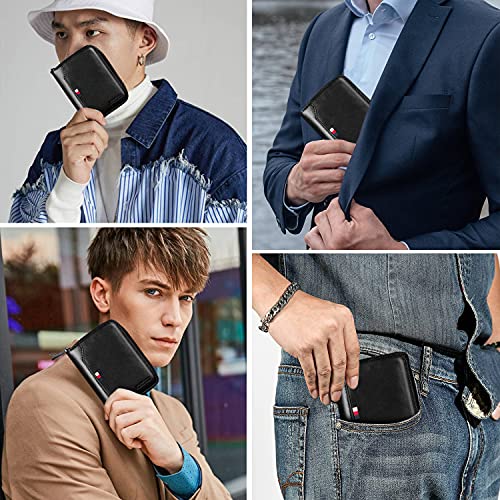 Huanlang Mens Wallet Rfid Blocking Multi Card Holder Wallets For Men Bifold Wallet With Zipper Small Men's Leather Wallet #TOP7