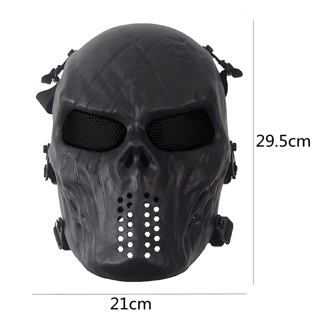 Maska na Halloween, maska z trupią czaszką dla dorosłych, taktyczna maska z duchami z metalową siatką, ochrona oczu, straszny kask 3D, wykonany z naturalnego lateksu, na imprezę Cosplay, Halloween, imprezę, nakrycie głowy