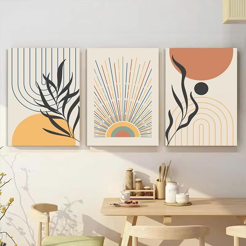 Toile géométrique bohème aux couleurs vives : une œuvre abstraite haut de gamme de 60x90 cm