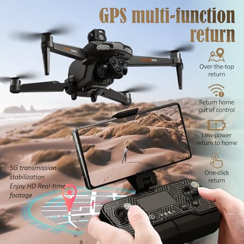 5G FPV Drone with Camera for Adults 4K & 8K, GPS Brushless Motor with 3-Axis Gimbal & 360° Obstacle Avoidance, 60min Flight Time, 5KM Long Range Transmission, Foldable RC Drone with Auto Return Home - Image 4