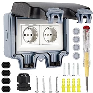 HOTSAN Aussensteckdose Wasserdicht Doppelsteckdose Aufputz