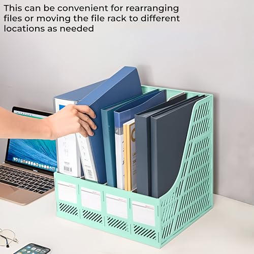 Image of DaKos 4 Compartments File Rack Paper Holder, Desktop Organizers, Letter Organizer, Magazine Book Holder Organizer, Plastic File Rack (MFP1233)