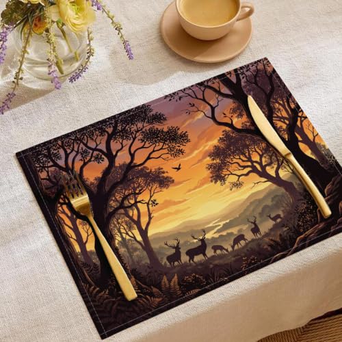 Sets de table en lin élan forestier de qualité supérieure 30 x 45 cm - 2