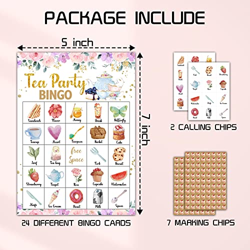Mvxad Tea Party Bingo Game, Blush Pink & Purple Floral Bridal Shower Bingo Cards For 24 Players, Girls Birthday Party Gifts, Indoor & Outdoor Family Friends Activities, Tea Party Favors Supplies -12 #TOP1