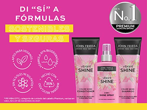 John Frieda Vibrant Shine Colour Shine Shampoo 250 ml, Weightless Glossing Shampoo for Shiny Hair, Sulphate-Free and Silicone-Free Shampoo - Image 6