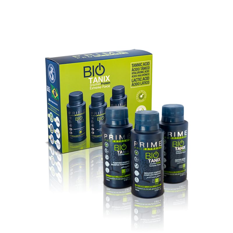 BIO TANIX Brazilian Protein Extreme Force Mini Kit Combo Pack Shampoo, Conditioner & Mask Set For Men/Women